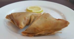 Meat samosa from a Manchester Indian restaurant.